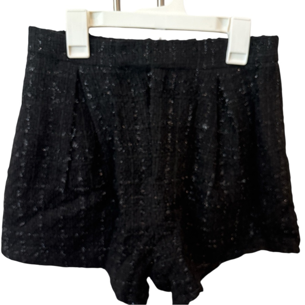 JustFab Black High Waist Shorts with Textured Design